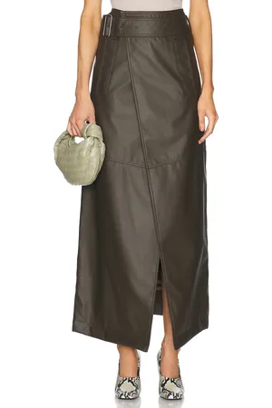 Burberry Front Slit Midi Skirt in Bramble - Charcoal. Size 0 (also in 2).
