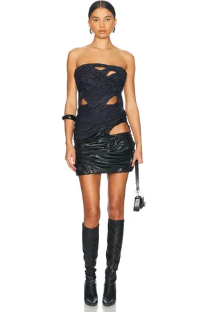 DI PETSA Eros Mini Dress in Black & Blue - Black. Size L (also in M, S).