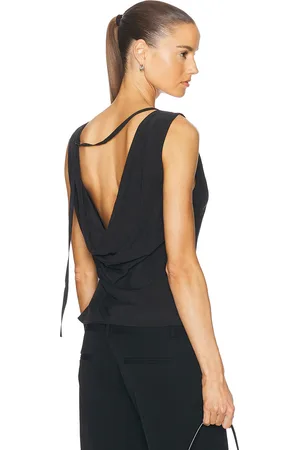 St Agni Draped Cowl Top in Black - Black. Size L (also in M).