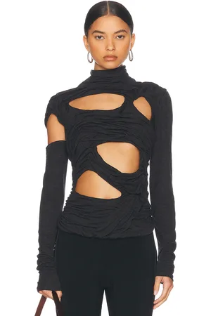 DI PETSA Long Sleeve Midnight Top in Grey - Charcoal. Size L (also in M, XS).