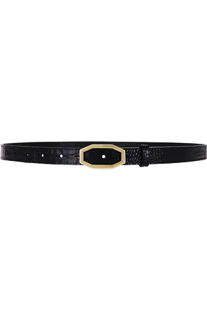 Frame Angular Buckle Belt in Black Croc - Black. Size M (also in S, XL, XS).