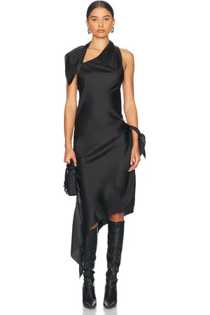 Courrèges Knot Slash Silk Dress in Black - Black. Size 36 (also in ).