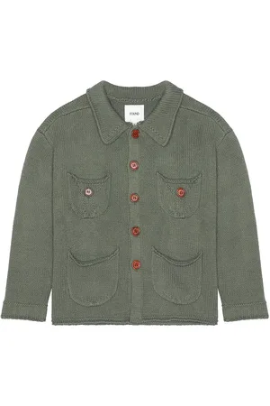 Found Hunter Knit Collared Knit Cardigan in Olive Green - Green. Size L (also in M, S, XL/1X).