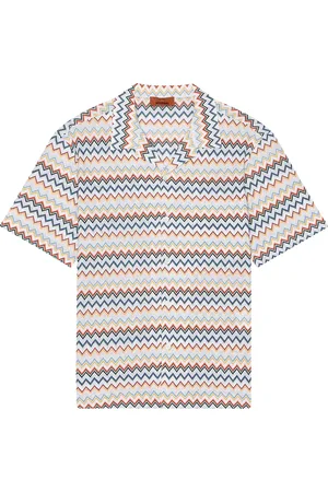Missoni Short Sleeve Shirt in White & Orange - White. Size 48 (also in 50, 52).