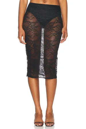 Kiki de Montparnasse Treize Lace Slip Skirt in Black - Black. Size M (also in S, XS).
