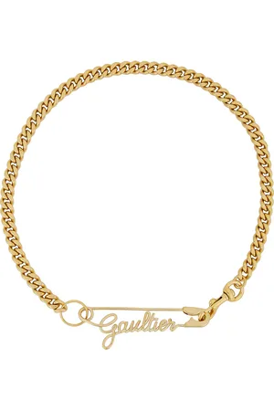 Jean Paul Gaultier Safety Pin Necklace in Gold - Metallic Gold. Size all.