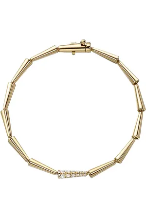 Melissa Kaye Lola Linked Bracelet in 18k Yellow Gold & Diamonds - Metallic Gold. Size all.