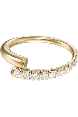 Melissa Kaye Lola Pinky Ring in 18k Yellow Gold & Diamonds - Metallic Gold. Size 3 (also in 4).