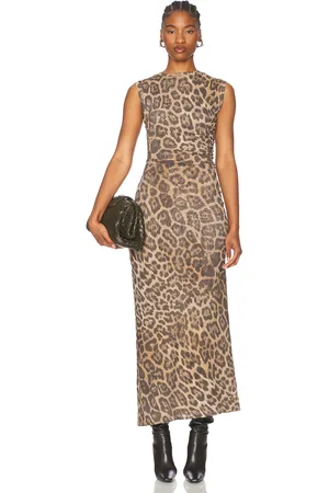 Stella McCartney Leopard Mesh Sleevless Dress in Multicolor Brown - Brown. Size L (also in M).