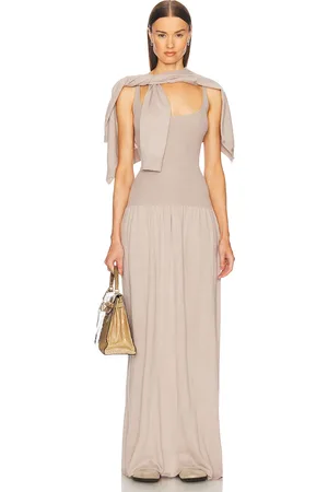 Helsa Maddison Maxi Knit Dress in Taupe - Taupe. Size L (also in M, S, XL).