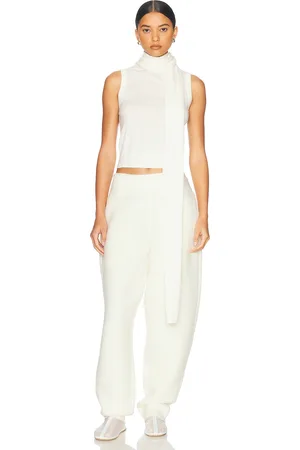 Helsa Charlee Knit Scarf Top in Ivory - Ivory. Size L (also in M, XL).