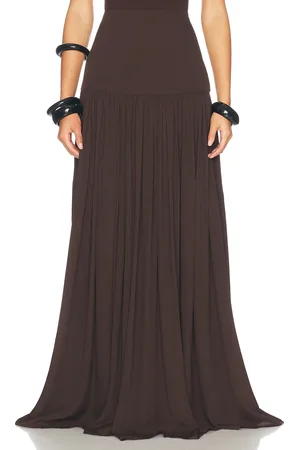 Helsa Diaphanous Maxi Skirt in Coffee - Brown. Size M (also in XL, XS, XXS).