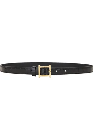 Helsa Logo Mini Waist Belt in Black Croco & Gold - Black. Size L (also in M, S, XL, XS).