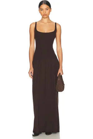 Helsa Maddison Maxi Knit Dress in Brown - Brown. Size L (also in M, S, XL, XS).