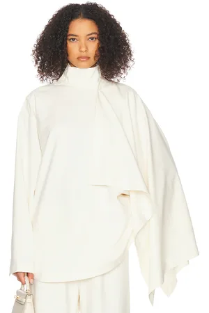 Helsa The Detachable Scarf Top in Cream - Cream. Size L (also in M, S, XL, XS, XXS).