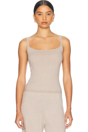 Helsa Alanna Knit Top in Taupe - Taupe. Size L (also in M, S, XL, XS).