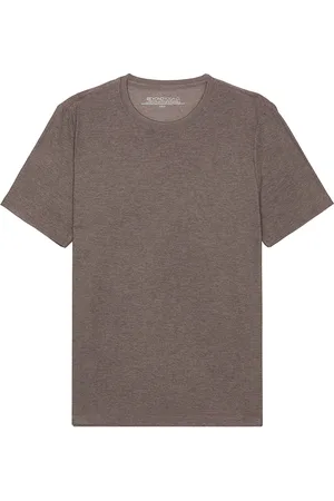 Beyond Yoga Always Beyond Crew Tee 2.0 in Soft Umber Heather - Grey. Size M (also in S, XL/1X).