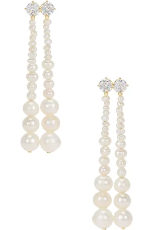 COMPLETEDWORKS Freshwater Pearl CZ Earrings in 18k Gold Plated - Metallic Gold. Size all.