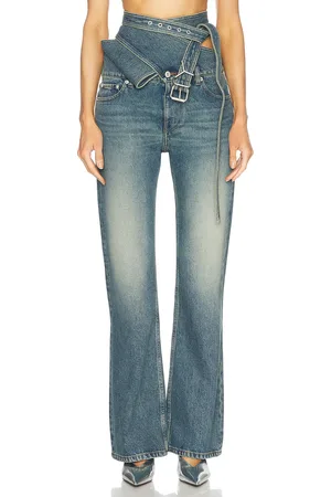 Y / PROJECT Wrap Belt Bootcut Leg in Faded Blue - Denim-Medium. Size 24 (also in 25, 26, 28).