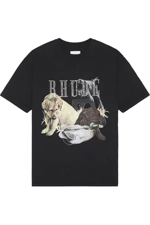 Rhude Rhinestone Hunting Dog Tee in Vintage Black - Black. Size L (also in M, S, XL/1X).