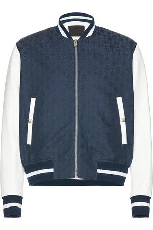 Givenchy Mixed Material Varsity Jacket in Navy & White - Blue. Size 46 (also in 48, 50, 52).