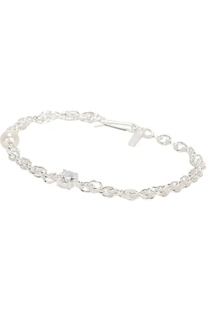 COMPLETEDWORKS Freshwater Pearl CZ Bracelet in Silver Plated - Metallic Silver. Size all.