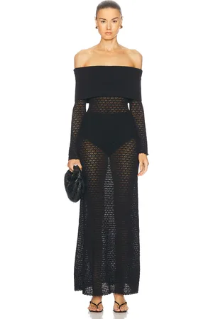 POSSE Romy Off The Shoulder Dress in Black - Black. Size L (also in M, S, XS).