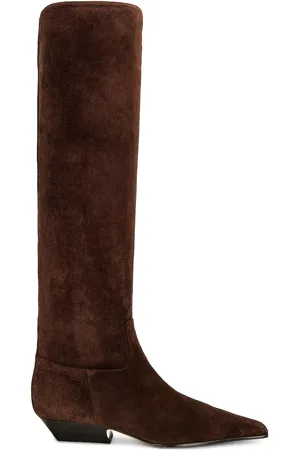 Khaite Marfa Classic Flat Knee High Boot in Coffee - Brown. Size 36.5 (also in 38, 40).