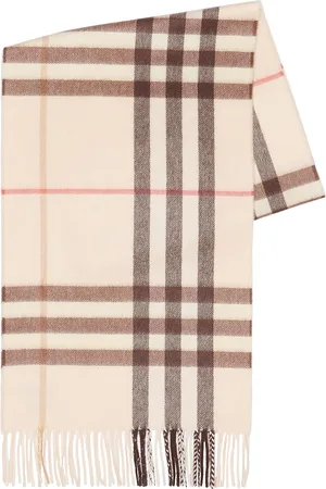Burberry Giant Check Cashmere Scarf in Alabaster - Brown. Size all.