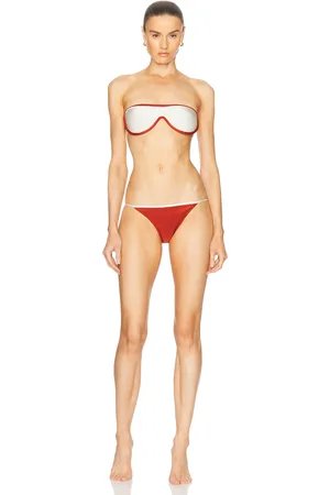 Adriana Degreas Vintage Lily Solid Sunglasses Bikini Set in Red & Off White - Red. Size L (also in ).