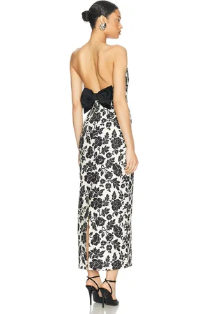 POSSE Romeo Strapless Dress in Bone & Black - Back,White. Size M (also in S, XS).