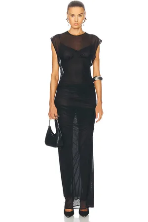 Jean Paul Gaultier Velvet Flock Long Dress in Black - Black. Size M (also in S, XS, XXS).