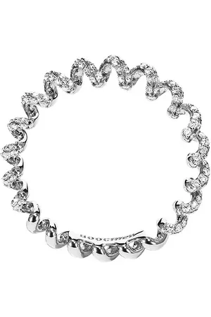 Boochier Slinkee Mini Diamond Ring in White Gold - Metallic Gold. Size 6 (also in 7, 8).
