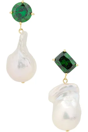 COMPLETEDWORKS Blink Earrings in 18k Gold Plated & Emerald - Metallic Gold. Size all.