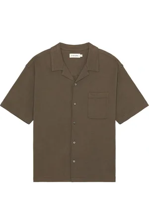 Frame Duo Fold Relaxed Shirt in Taupe - Green. Size M (also in ).
