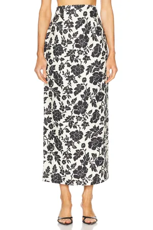 POSSE Romeo Column Skirt in Bone & Black - Black,White. Size L (also in M, S, XS).