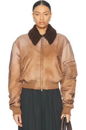 Acne Studios Obido Bomber Jacket in Sand Beige - Taupe. Size 34 (also in 36, 38, 40, 42).
