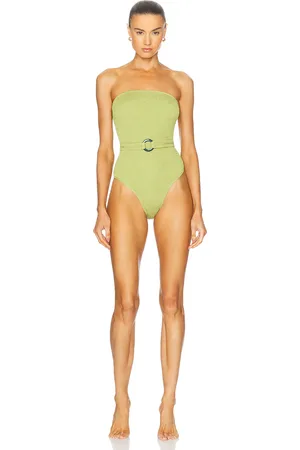 Bond Eye Belt Fane One Piece in Herbal Shimmer - Green. Size all.