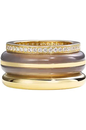 BY PARIAH Classic Stack Ring in Grey - Metallic Gold,Grey. Size 56 (also in ).
