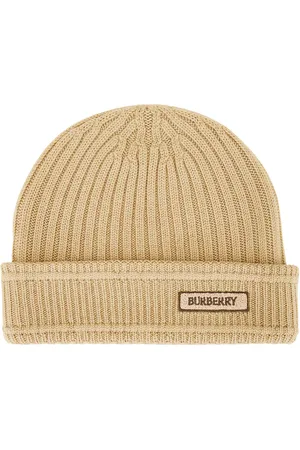 Burberry Logo Patch Beanie in Sand - Tan. Size all.