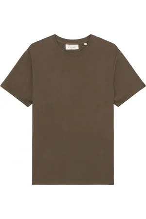 Frame Duo Fold Short Sleeve Tee in Taupe - Olive. Size S (also in ).