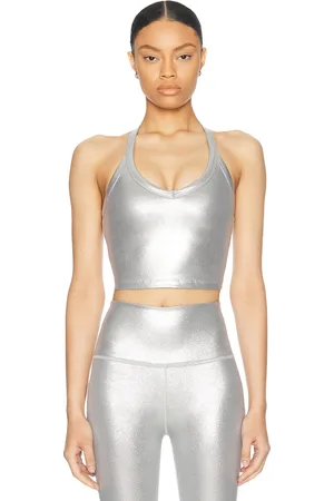Beyond Yoga On The Up Cropped Tank Top in Liquid Silver - Metallic Silver. Size S (also in XS).
