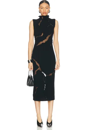Alexander McQueen Destroyed Midi Dress in Black - Black. Size L (also in S).