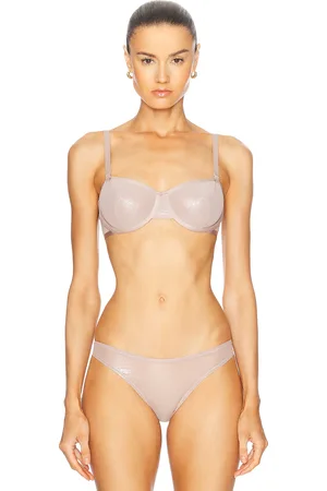 CUUP Sparkle Mesh Balconette Bra in Moonbeam - Grey. Size 32C (also in 34B, 36B).