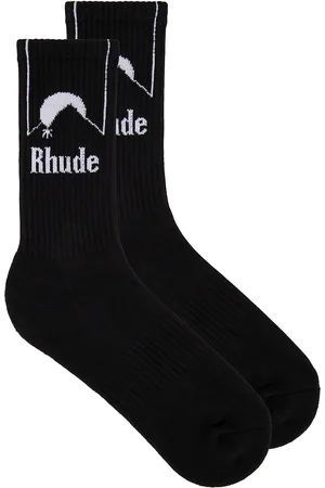 Rhude Moonlight Socks in Black & White - Black. Size all.
