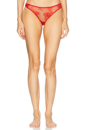 FLEUR DU MAL Bouquet Lace Cheeky Underwear in Rouge - Red. Size 1 (also in 3, 4).
