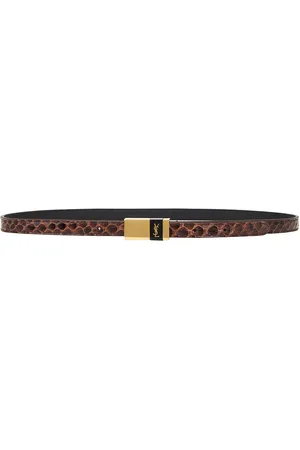 Saint Laurent Leather Belt in Lava & Dark Lava - Brown. Size 70 (also in 80, 85, 90).