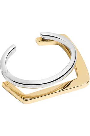 DEMARSON Tina Cuff Bracelet in Two Tone - Metallic Gold. Size all.