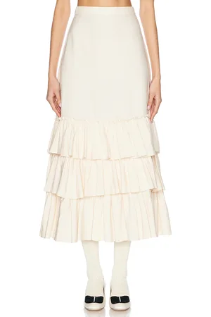 VALENTINO Shatung Skirt in Cream - Cream. Size 38 (also in ).