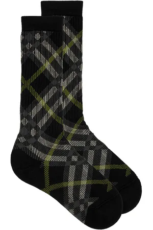 Burberry Check Crew Socks in Indigo IP Check - Navy. Size M (also in ).